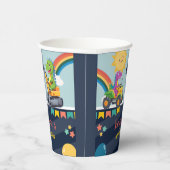 可愛い恐竜トラクタートラックレインボーバルーンHBD 紙コップ (右)