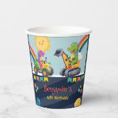 可愛い恐竜トラクタートラックレインボーバルーンHBD 紙コップ (正面)