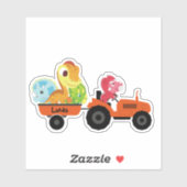 可愛い恐竜トラクターボーイ新学期DIY名 シール (シート)