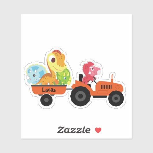 可愛い恐竜トラクターボーイ新学期DIY名 シール (シート)