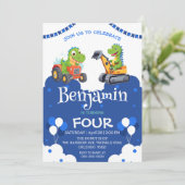 可愛い恐竜トラクター掘るトラックのバルーン誕生日 (スタンド正面)