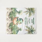 可愛い恐竜ハッチングもうすぐ赤ちゃんシャワーのバナー タペストリー (正面(横))