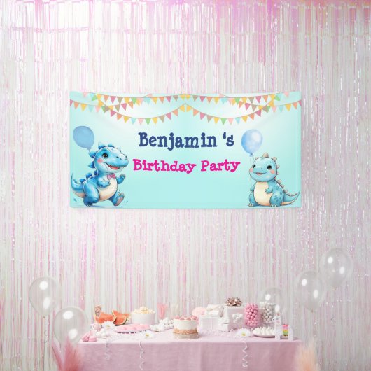 可愛い恐竜バルーンボーイフレンド誕生日パーティー 横断幕 (パーティー)