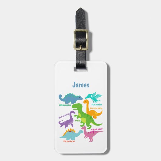 可愛い恐竜パーソナライズされたの子ども ラゲッジタグ (正面縦)
