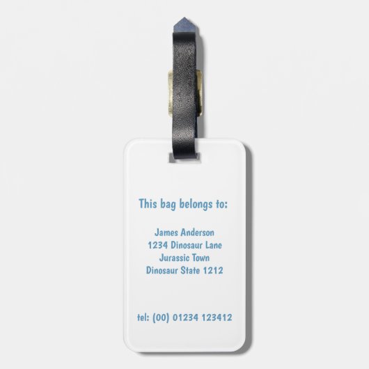 可愛い恐竜パーソナライズされたの子ども ラゲッジタグ (裏面縦)