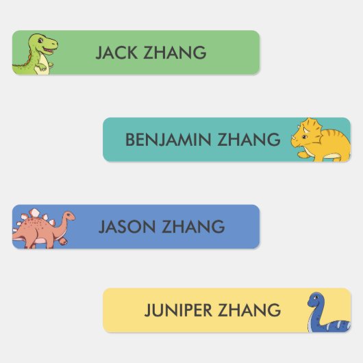 可愛い恐竜パーソナライズされたの子供の名前の防水 ラベル (グループ)