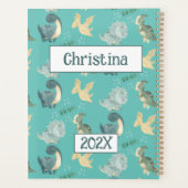 可愛い恐竜パーソナライズされたライトグリーン2024 プランナー手帳 (裏面)