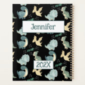 可愛い恐竜パーソナライズされた黒2024日なし プランナー手帳 (裏面)