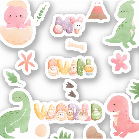 可愛い恐竜ビニールのシール |自分の世界 シール (正面)