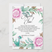 可愛い恐竜ピンクサンキューカード サンキューカード (正面)