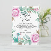 可愛い恐竜ピンクサンキューカード サンキューカード (スタンド正面)