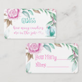 可愛い恐竜ピンク牡丹いくつ瓶にキャンディ 名刺 (正面/裏面)