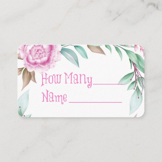 可愛い恐竜ピンク牡丹いくつ瓶にキャンディ 名刺 (裏面)