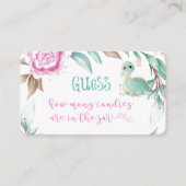 可愛い恐竜ピンク牡丹いくつ瓶にキャンディ 名刺 (正面)