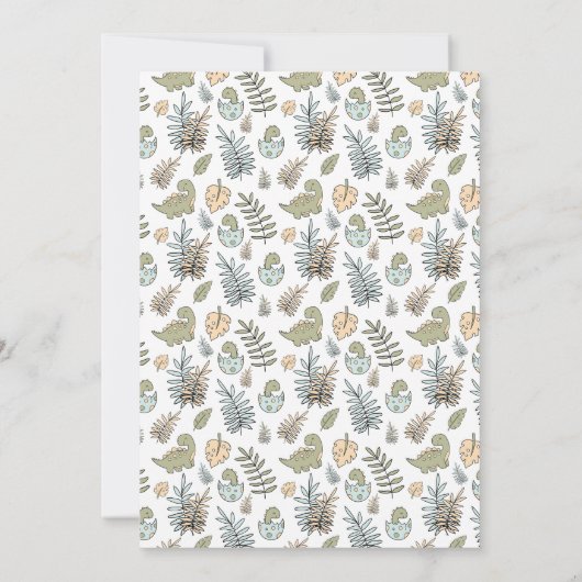 可愛い恐竜ブルーグリーンボーイ1歳の誕生日 招待状 (裏面)