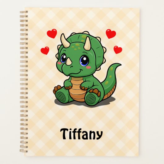 可愛い恐竜プランナー – 名前の追加 プランナー手帳 (正面)