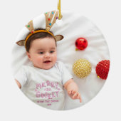 可愛い恐竜ベビーの初めてのクリスマス写真 セラミックオーナメント (裏面)
