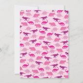 可愛い恐竜ベビーシャワーブロントサウルスピンクの少女 招待状 (裏面)