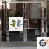 可愛い恐竜ペアThunder_Cove ウィンドウサイン (オフィスドア)