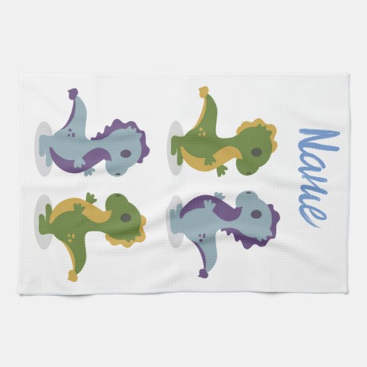 可愛い恐竜ペアThunder_Cove キッチンタオル (横)