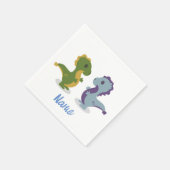 可愛い恐竜ペアThunder_Cove スタンダードカクテルナプキン (角)