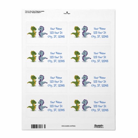 可愛い恐竜ペアThunder_Cove ラベル (フルシート)