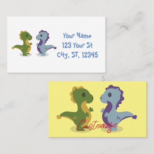 可愛い恐竜ペアThunder_Cove 名刺 (正面/裏面)