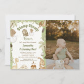 可愛い恐竜ボーイ誕生日Dinoパーティー写真 招待状 (正面)