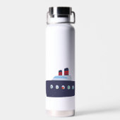 可愛い恐竜ボートクルーズ新学期DIY名 ウォーターボトル (背面)