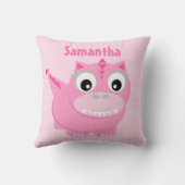 可愛い恐竜マンガピンクキッズネーム装飾用クッション クッション (裏面)