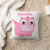 可愛い恐竜マンガピンクキッズネーム装飾用クッション クッション (ブランケット)