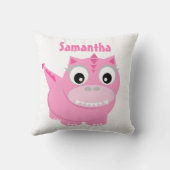 可愛い恐竜マンガピンクキッズネーム装飾用クッション クッション (裏面)