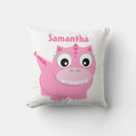 可愛い恐竜マンガピンクキッズネーム装飾用クッション クッション