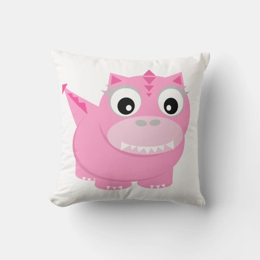 可愛い恐竜マンガピンクキッズ装飾用クッション クッション (正面)