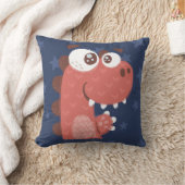 可愛い恐竜マンガブルーレッドボーイ子供部屋デコール クッション (ブランケット)