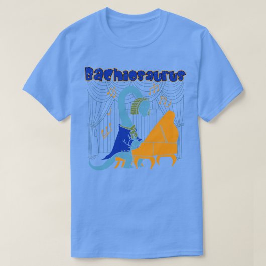 可愛い恐竜ミュージシャン作曲家バッハbrachiosaurus tシャツ (デザイン正面)