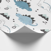 可愛い恐竜モダンミニマルDinoパターン ラッピングペーパー (角)