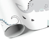 可愛い恐竜モダンミニマルDinoパターン ラッピングペーパー (ロールコーナー)