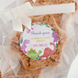 可愛い恐竜ラベル誕生日赤ちゃんシャワー ラウンドシール