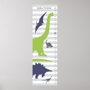 可愛い恐竜子供部屋成長図 – Dino Decor ポスター