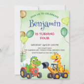 可愛い恐竜建築トラックバルーン誕生日 (正面)