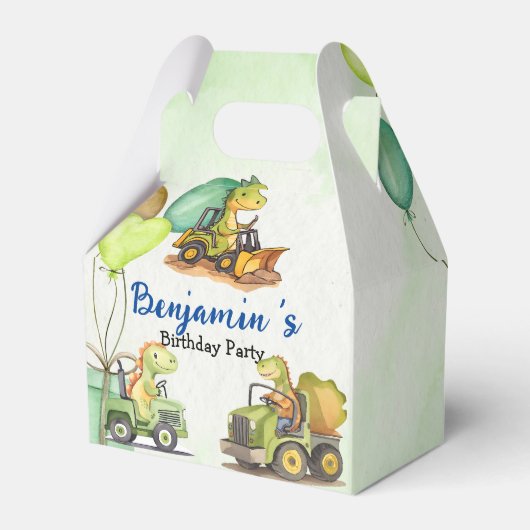 可愛い恐竜建築トラックバルーン誕生日 フェイバーボックス (正面サイド)