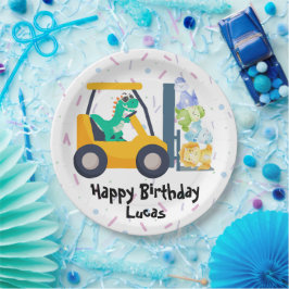 可愛い恐竜建築トラックボーイB2S誕生日 ペーパープレート