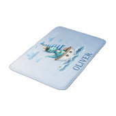 可愛い恐竜航海のキャプテンパーソナライズされたブルー バスマット (アングル)