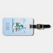 可愛い恐竜航海のキャプテンブルー ラゲッジタグ (正面横)