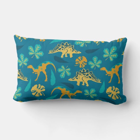 可愛い恐竜葉類の模様 ランバークッション (裏面)