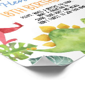 可愛い恐竜誕生日タイムカプセル標識 ポスター (角)