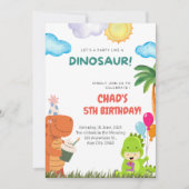 可愛い恐竜誕生日招待状 招待状 (正面)