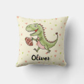 可愛い恐竜遊のフットボールパーソナライズされた クッション (裏面)