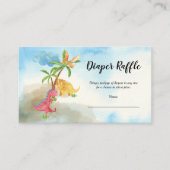 可愛い恐竜遊の赤ちゃんシャワーおむつラッフル エンクロージャーカード (正面)